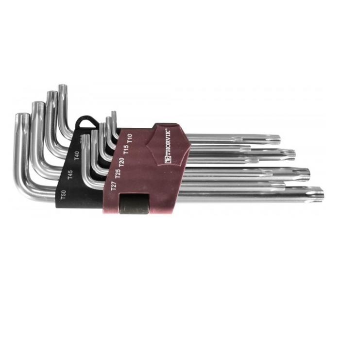 фото Набор ключей торцевых thorvik 53150, torx, с штифтом, т10h-t50h, 9 предметов