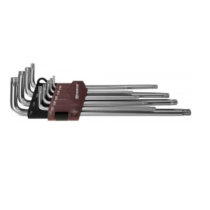 Набор ключей торцевых Thorvik 53160, TORX, удлиненных, с штифтом, Т10H-T50H, 9 предметов
Набор ключей торцевых Thorvik 53160, TORX, удлиненных, с штифтом, Т10H-T50H, 9 предметов