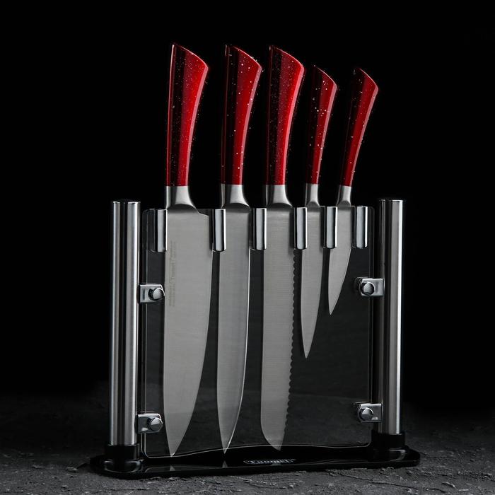 Набор ножей на подставке, Jersey, 5 предметов, цвет красный
Набор ножей на подставке, Jersey, 5 предметов, цвет красный