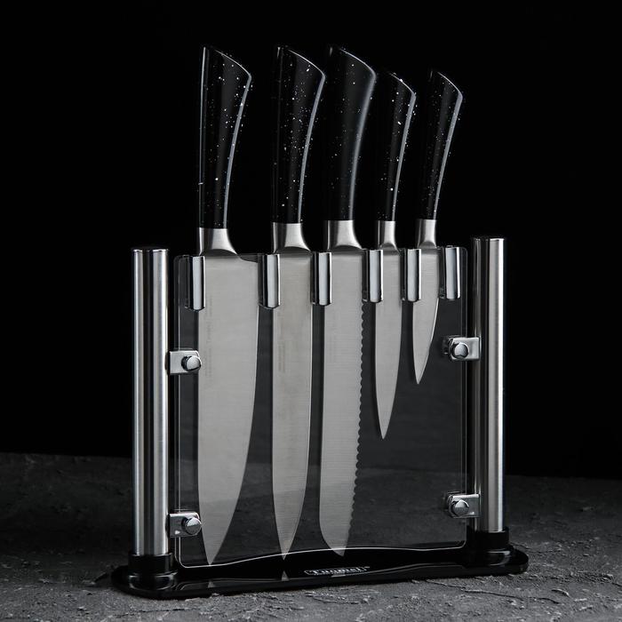 Набор ножей на подставке Jersey, 5 предметов, на подставке, цвет чёрный
Набор ножей на подставке Jersey, 5 предметов, на подставке, цвет чёрный