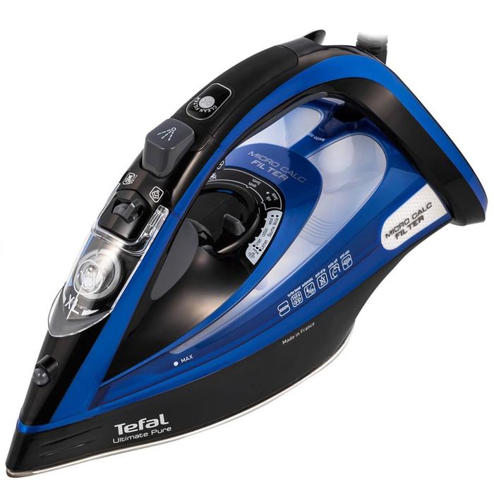 Утюг Tefal FV9834E0, 2800 Вт, металлокерамическая подошва, 55 г/мин, 270 мл, чёрный/синий 
Утюг Tefal FV9834E0, 2800 Вт, металлокерамическая подошва, 55 г/мин, 270 мл, чёрный/синий
