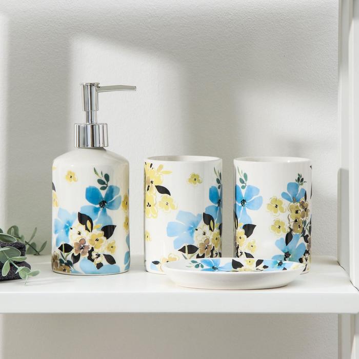 Набор аксессуаров для ванной комнаты «Васильки», 4 предмета (дозатор, мыльница, 2 стакана)
Набор аксессуаров для ванной комнаты «Васильки», 4 предмета (дозатор, мыльница, 2 стакана)