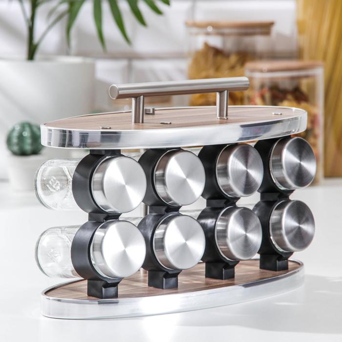 Набор для специй на подставке «Модерн», 90 мл, 23×8×18 см, ёмкость 4×9,5 см, 8 шт
Набор для специй на подставке «Модерн», 90 мл, 23×8×18 см, ёмкость 4×9,5 см, 8 шт