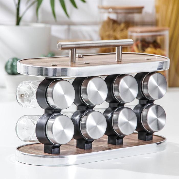 Набор для специй «Модерн», 17,5×8×23 см, ёмкость, 90 мл, 4×9,5 см, 8 шт
Набор для специй «Модерн», 17,5×8×23 см, ёмкость, 90 мл, 4×9,5 см, 8 шт