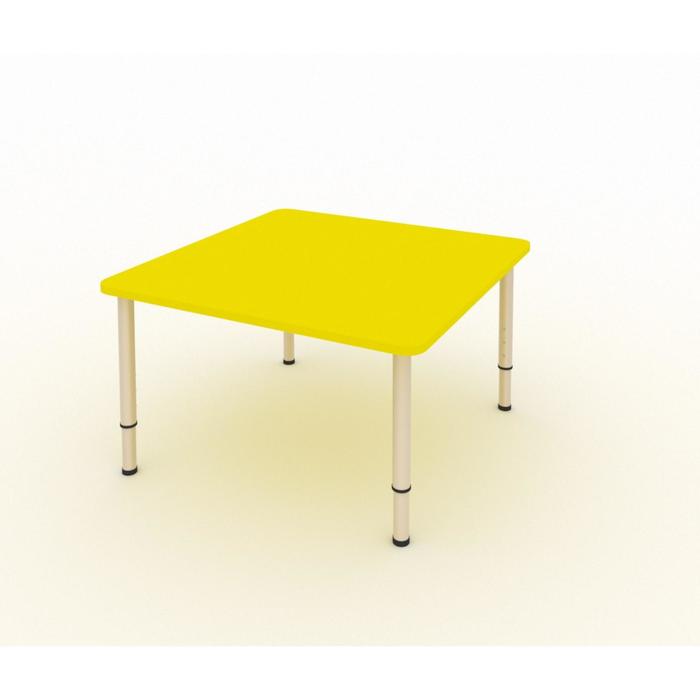 фото Стол детский регулируемый, 4-х местный, 700 × 700 × 400 мм, группа 0-3, цвет жёлтый