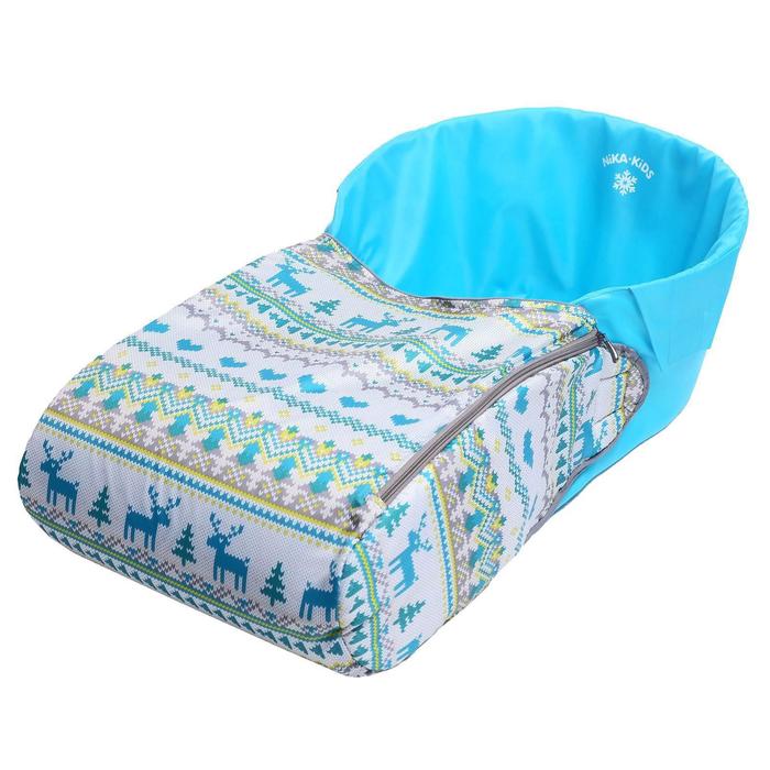 Сиденье мягкое для санок с чехлом для ног «Вязанный узор», цвет бирюзовый