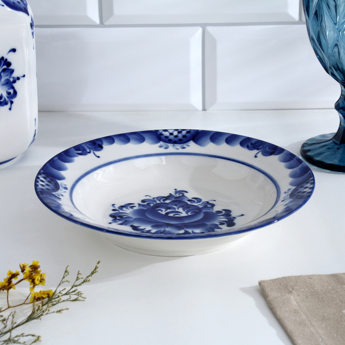 фото Тарелка «цветы», глубокая, d=20 см, h=4 см, гжель