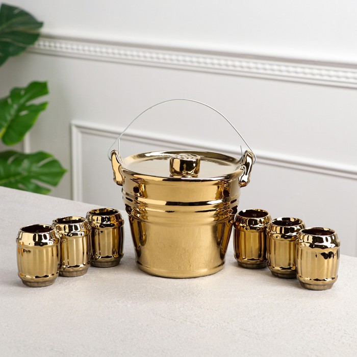 Набор для напитков "Ведро", 7 предметов, булат, золото, 1.8/0.1 л
Набор для напитков "Ведро", 7 предметов, булат, золото, 1.8/0.1 л