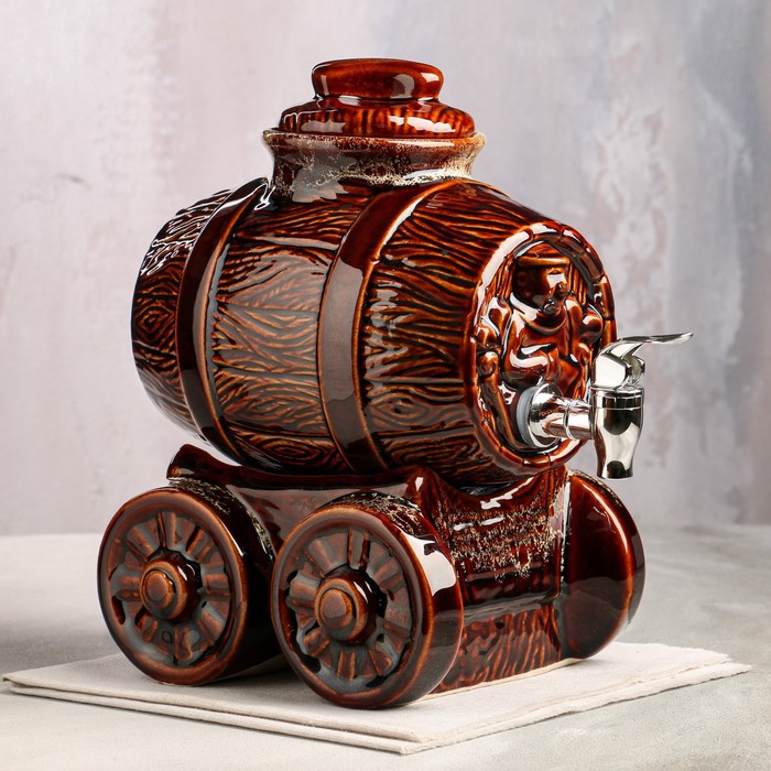 Бочка для пива керамическая "Колёса", на подставке, 3 л
Бочка для пива керамическая "Колёса", на подставке, 3 л