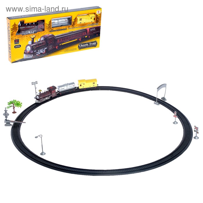 Железная дорога «Классический поезд», со светозвуковыми эффектами, протяжённость пути 2,6 м
Железная дорога «Классический поезд», со светозвуковыми эффектами, протяжённость пути 2,6 м