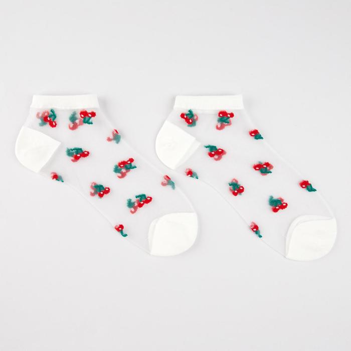 Носки женские принт вишня, цвет белый, размер 23-25 (36-40) 
Носки женские принт вишня, цвет белый, размер 23-25 (36-40)