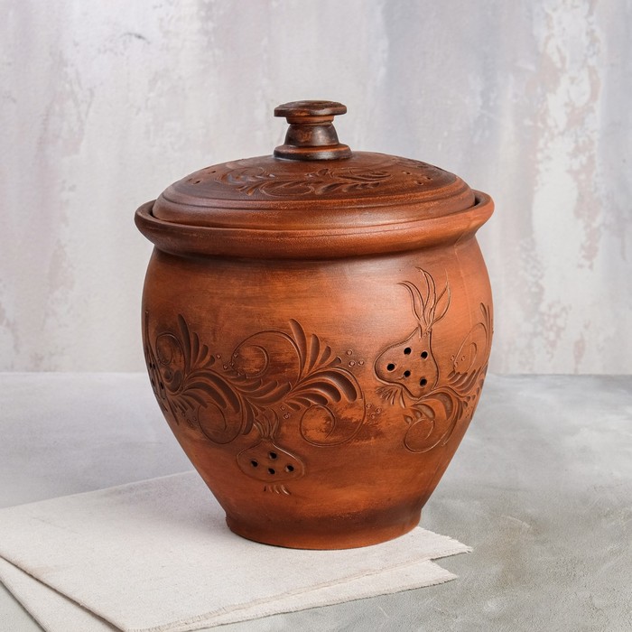 Ёмкость для хранения "Гончарная", декор, красная глина, 6 л
Ёмкость для хранения "Гончарная", декор, красная глина, 6 л