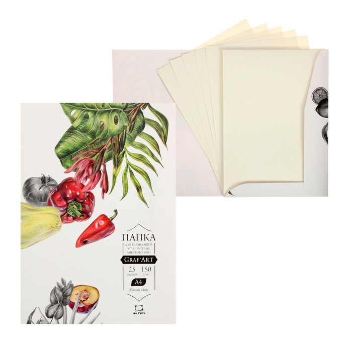 Бумага для сухих техник А4 в папке, «Малевичъ» Graf'Art, 210 x 297, 150 г/м², 25 листов
Бумага для сухих техник А4 в папке, «Малевичъ» Graf'Art, 210 x 297, 150 г/м², 25 листов