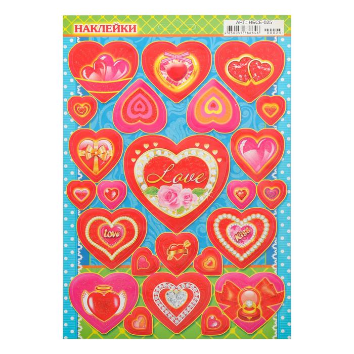Наклейки "Сердечки" глиттер, красные сердца - 5
Наклейки "Сердечки" глиттер, красные сердца - 5
