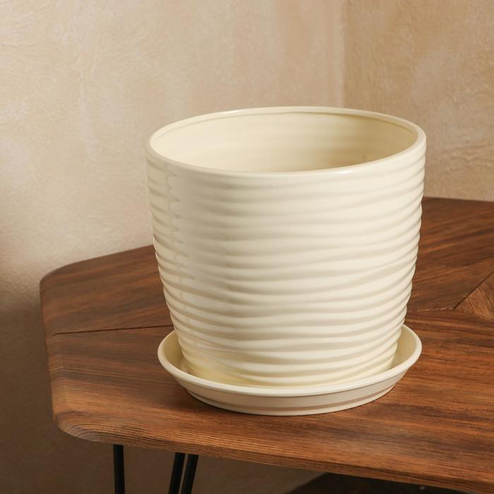 Горшок для цветов "Грация" волна, глянец, бежевый, керамика, 7 л 
Горшок для цветов "Грация" волна, глянец, бежевый, керамика, 7 л