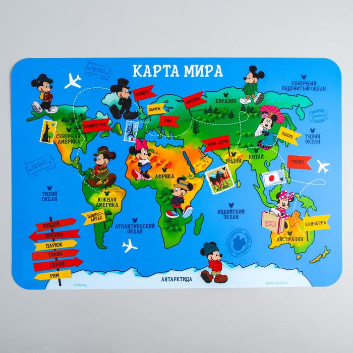 фото Коврик для лепки «карта мира» микки маус и друзья, формат а3 disney
