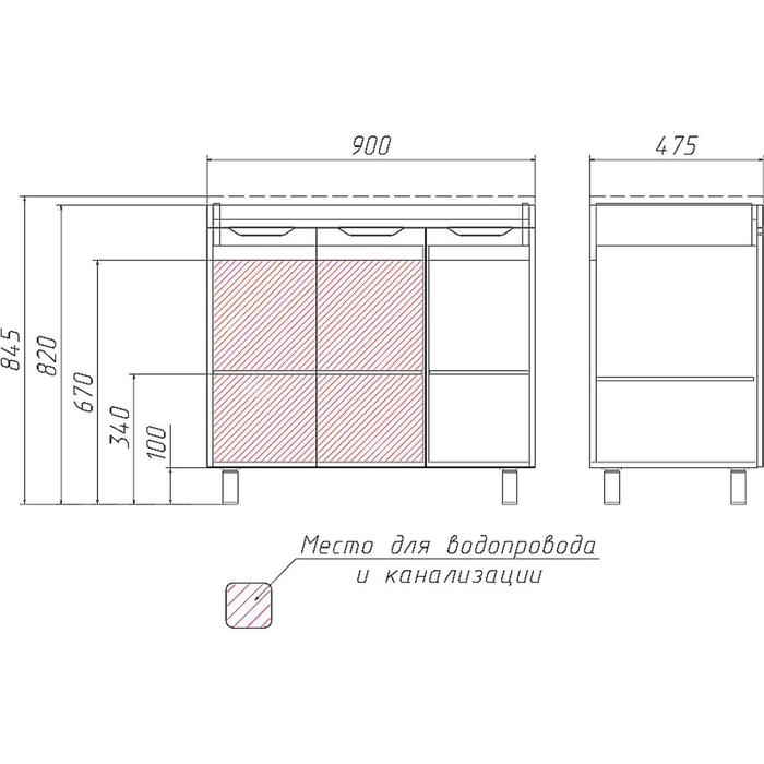 фото Тумба под раковину andrea 90 3d домино