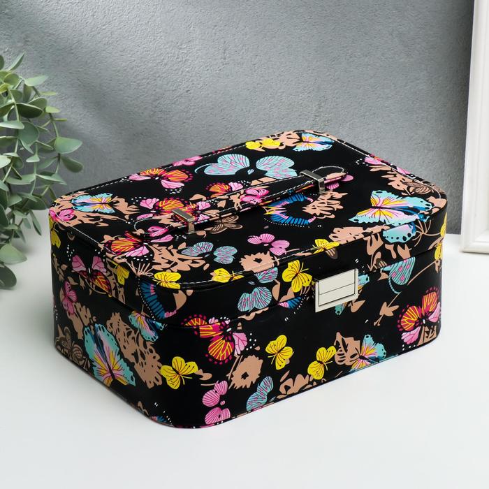 Шкатулка кожзам для украшений "Яркие бабочки на чёрном" 11х25,5х15,5 см
Шкатулка кожзам для украшений "Яркие бабочки на чёрном" 11х25,5х15,5 см