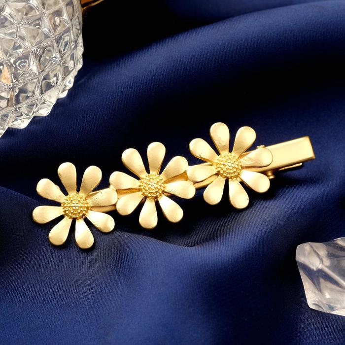 Зажим для волос "Либерти" ромашки, 6,6 см, золото 
Зажим для волос "Либерти" ромашки, 6,6 см, золото