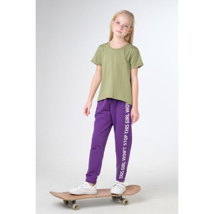 фото Брюки для девочки, рост 146 см, цвет тёмно-фиолетовый umka