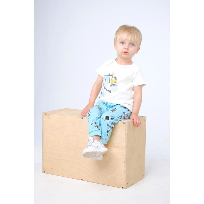 фото Комплект для мальчика из футболки и брюк, рост 68 см, цвет белый, голубой umka