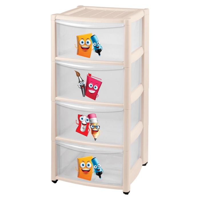 Комод детский на колесах 4 ящика, цвет бежевый, рисунки МИКС
Комод детский на колесах 4 ящика, цвет бежевый, рисунки МИКС