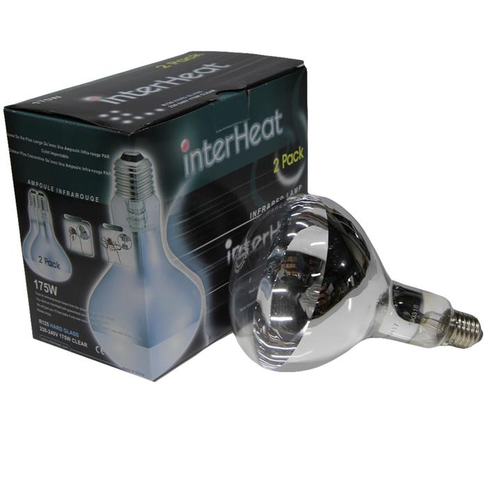 фото Лампа инфракрасная, 175 вт, е27, r125, закалённое стекло, прозрачная interheat