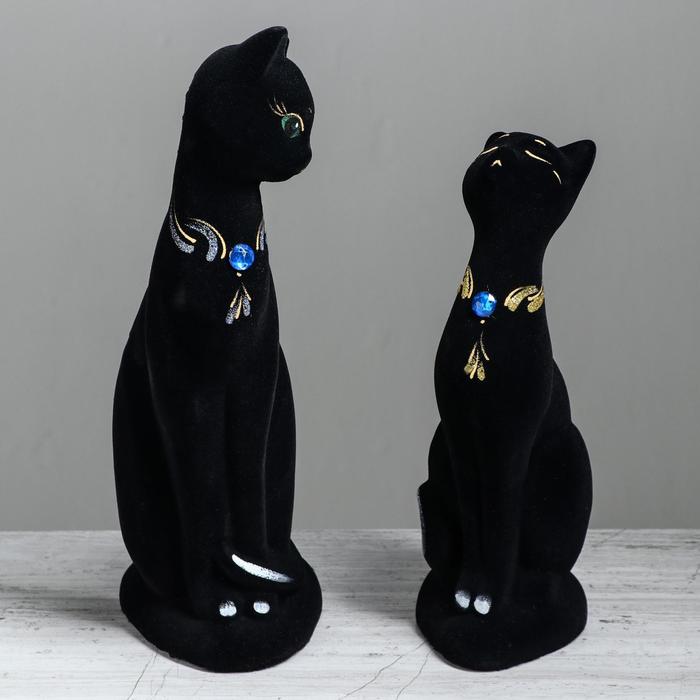 Копилка "Кошки Парочка", покрытие флок, чёрная, 31 см