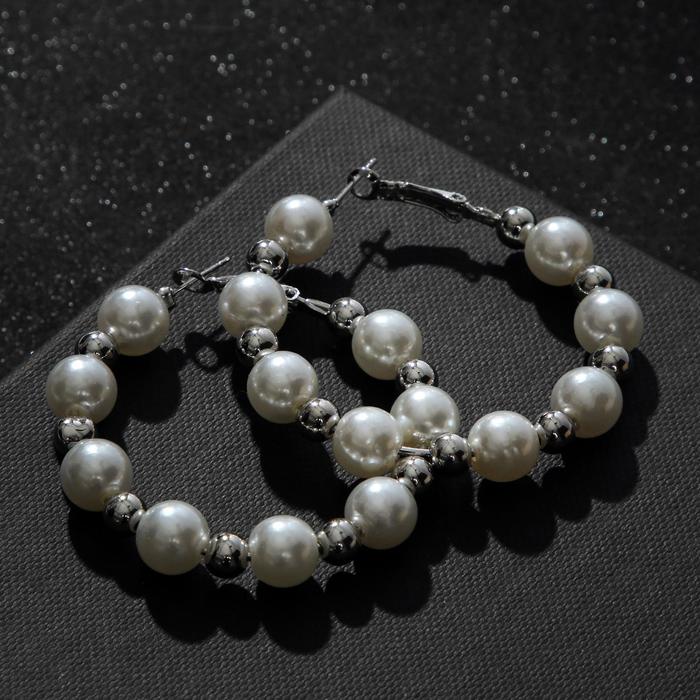 Серьги-кольца "Юность" жемчужинки, d=5, цвет белый в серебре
Серьги-кольца "Юность" жемчужинки, d=5, цвет белый в серебре