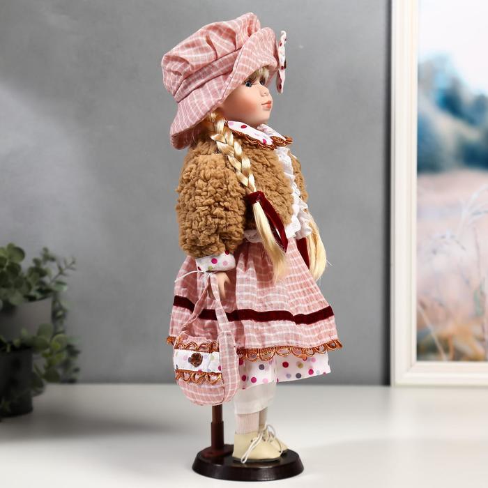 фото Кукла коллекционная керамика "лизонька в платье в клеточку" 40 см