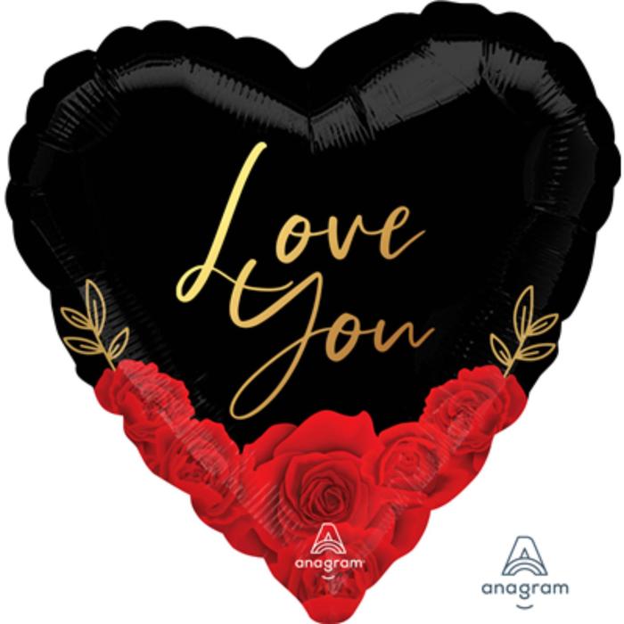 Шар фольгированный 18" ILY «Розы красные на черном», сердце 
Шар фольгированный 18" ILY «Розы красные на черном», сердце
