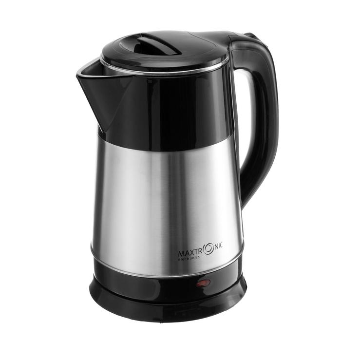 фото Чайник электрический maxtronic max-603, металл, 1800 вт, 2.2 л, черно-серебристый