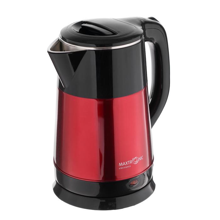 фото Чайник электрический maxtronic max-605, металл, 1800 вт, 2.2 л, черно-красный