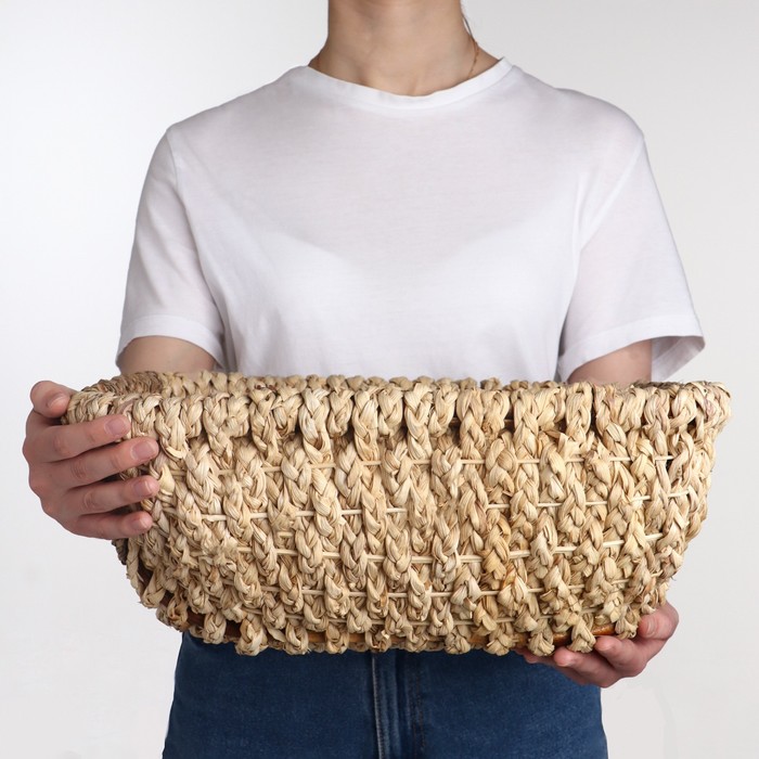 фото Корзина плетеная, 35х30х15 см, кукурузный лист