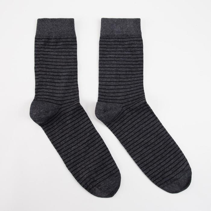 фото Носки мужские, цвет тёмно-серый/полоска, размер 25 grand line