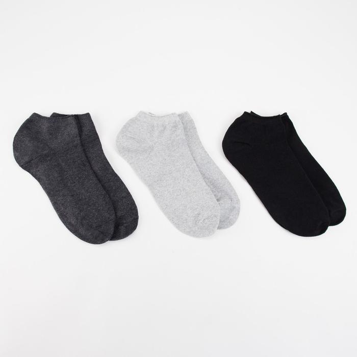 фото Набор мужских носков (3 пары) цвет чёрный/асфальт/светло-серый, размер 25 grand line