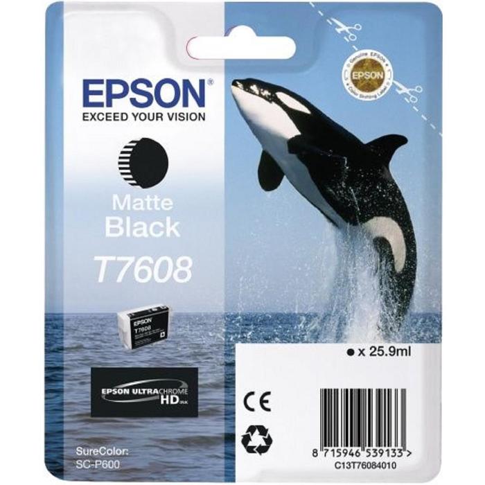 Картридж струйный Epson T7608 C13T76084010 черный матовый для Epson SureColor SC-P600
Картридж струйный Epson T7608 C13T76084010 черный матовый для Epson SureColor SC-P600