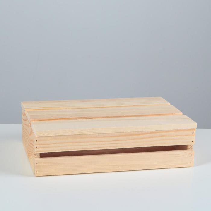 Ящик деревянный 25×17×7 см подарочный с реечной крышкой
Ящик деревянный 25×17×7 см подарочный с реечной крышкой