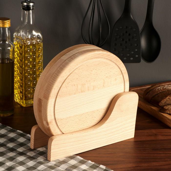 Набор разделочных досок, 3 шт, d=21.5 см, подставка 23х9 см, массив бука
Набор разделочных досок, 3 шт, d=21.5 см, подставка 23х9 см, массив бука