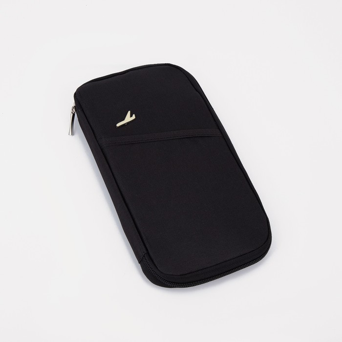 фото Косметичка-органайзер дор одноцвет, 13*1,5*24см, отд на молнии, н/карман, черный