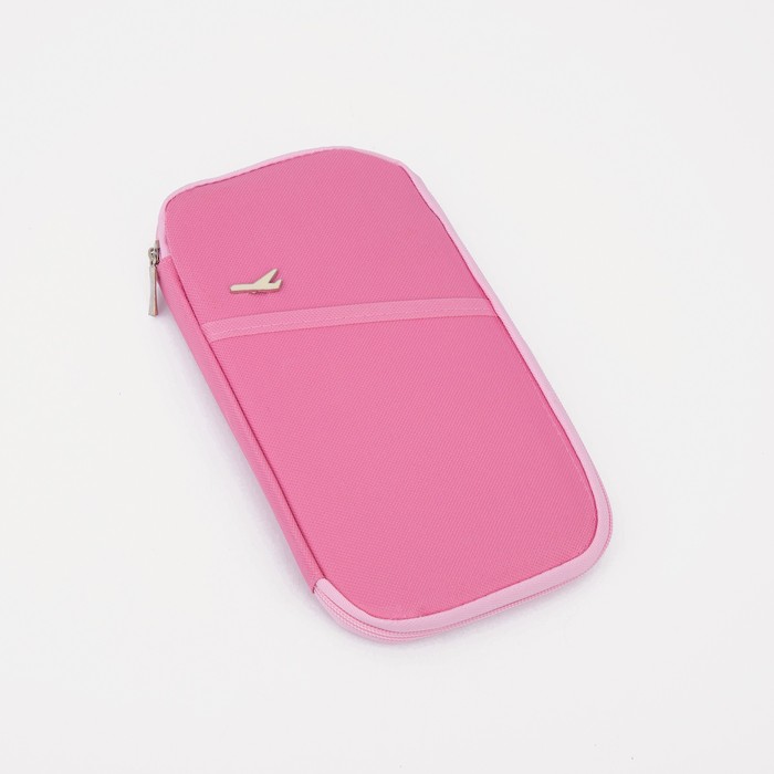 фото Косметичка-органайзер дор одноцвет, 13*1,5*24см, отд на молнии, н/карман, розовый