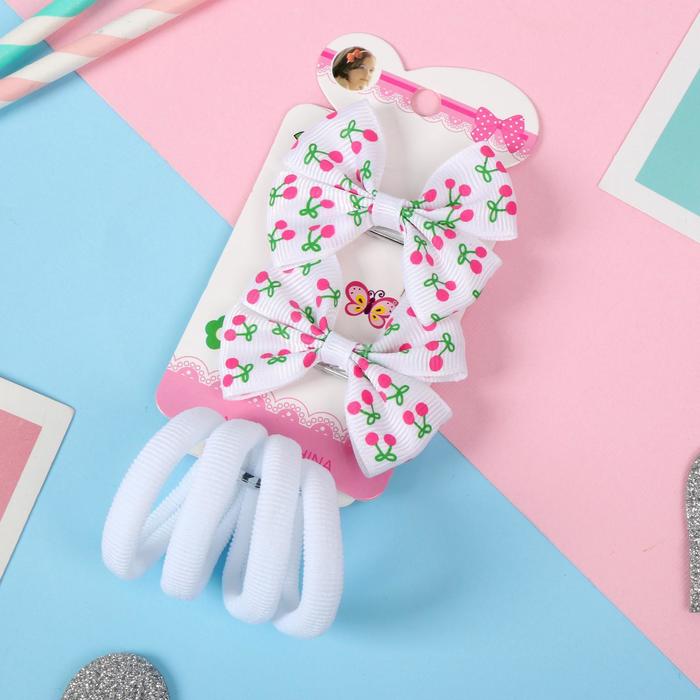 Набор для волос "Лада" (4 резинки, 2 зажима) вишенки, белый
Набор для волос "Лада" (4 резинки, 2 зажима) вишенки, белый