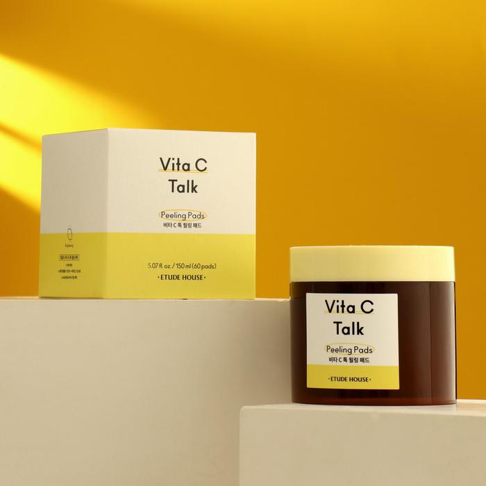 Пилинг-диски с витамином Etude House Vita C-Talk Peeling Pad, 60 дисков, 150 мл 
Пилинг-диски с витамином Etude House Vita C-Talk Peeling Pad, 60 дисков, 150 мл