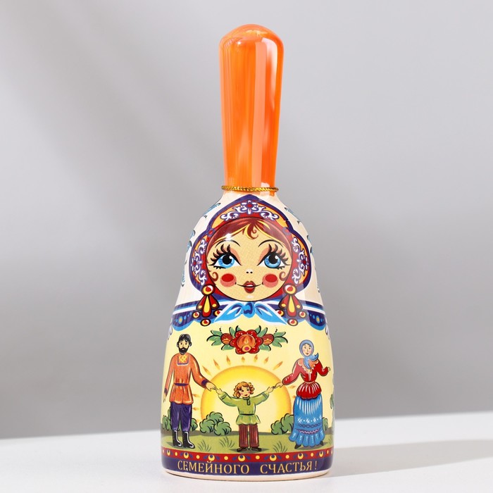 Колокольчик "Матрешка большая с ручкой", семейного счастья, 13 см
Колокольчик "Матрешка большая с ручкой", семейного счастья, 13 см