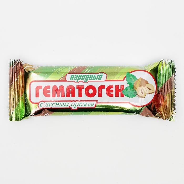 Гематоген Народный с лесным орехом, 40 г
Гематоген Народный с лесным орехом, 40 г