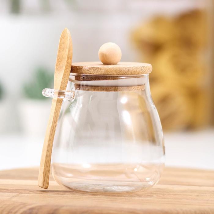 Банка для сыпучих продуктов «Эко» с ложкой, 480 мл, 9,5×9×12,5 см 
Банка для сыпучих продуктов «Эко» с ложкой, 480 мл, 9,5×9×12,5 см