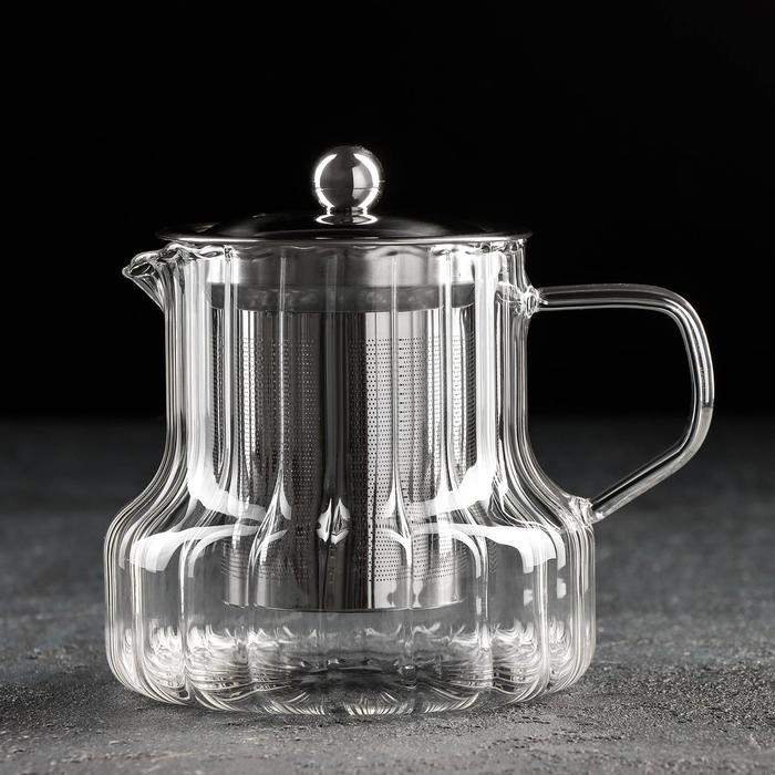 фото Чайник заварочный «бингли» волна, 600 мл, 13×11×11 см, с металлическим ситом