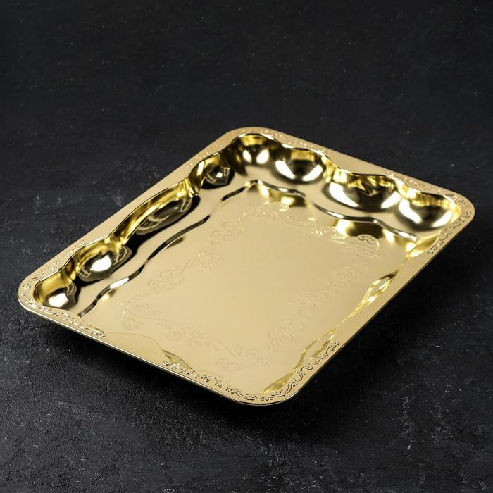 Поднос прямоугольный «Изобилие. Золото», 40×29×4 см, цвет золотой