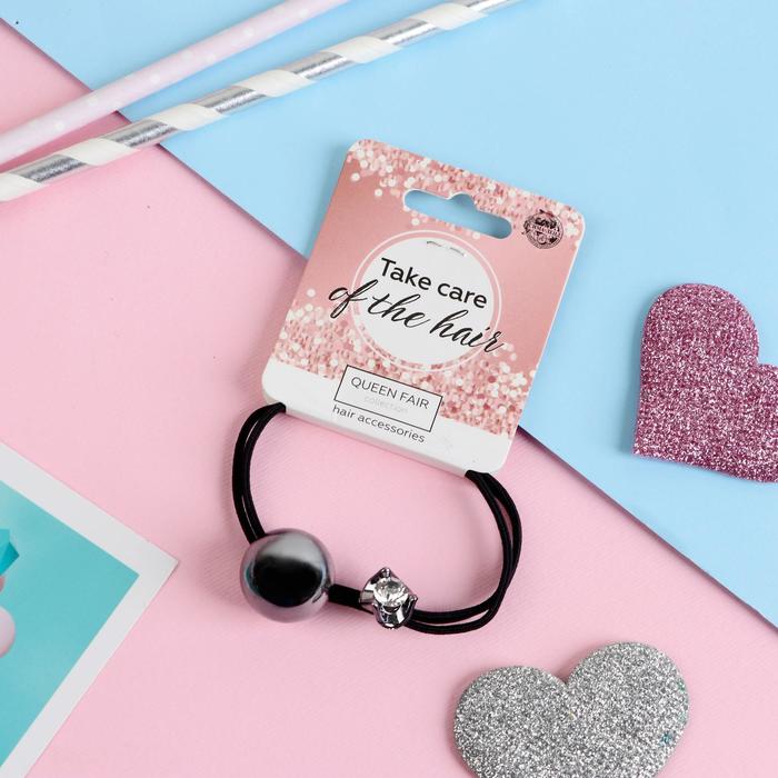 Резинка для волос "Иветта" шарик цветочек, чёрный 
Резинка для волос "Иветта" шарик цветочек, чёрный