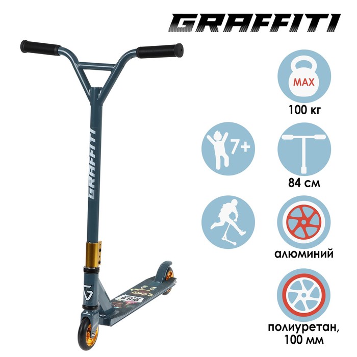Самокат трюковый GRAFFITI, колёса PU/алюминий 100 мм, ABEC 9, жёсткость 85А
Самокат трюковый GRAFFITI, колёса PU/алюминий 100 мм, ABEC 9, жёсткость 85А